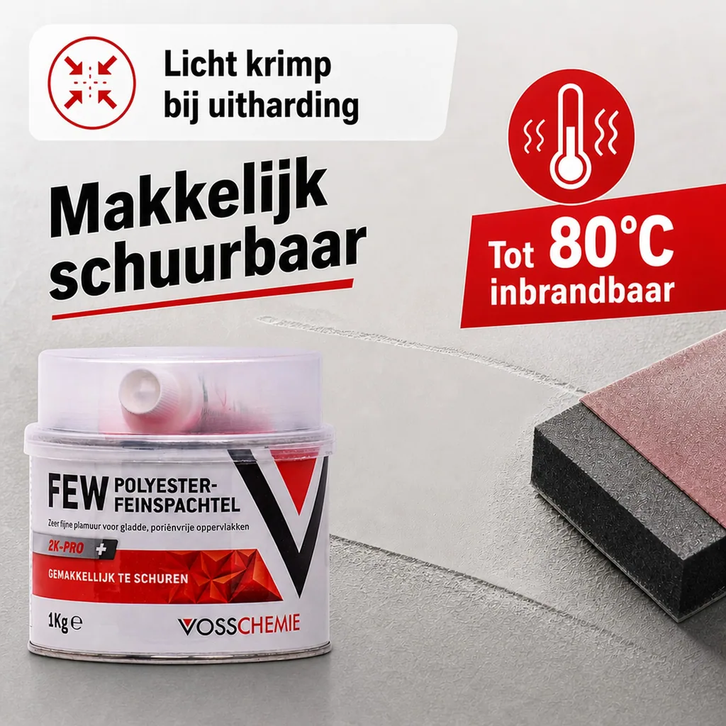 Polyester plamuur, 2K plamuur, fijne plamuur, 1 kg