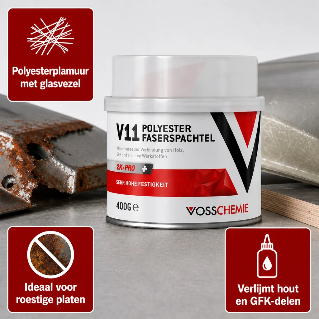 Polyester plamuur, 2K Pro, Polyestervezel plamuur, Autoplamuur, 400 g
