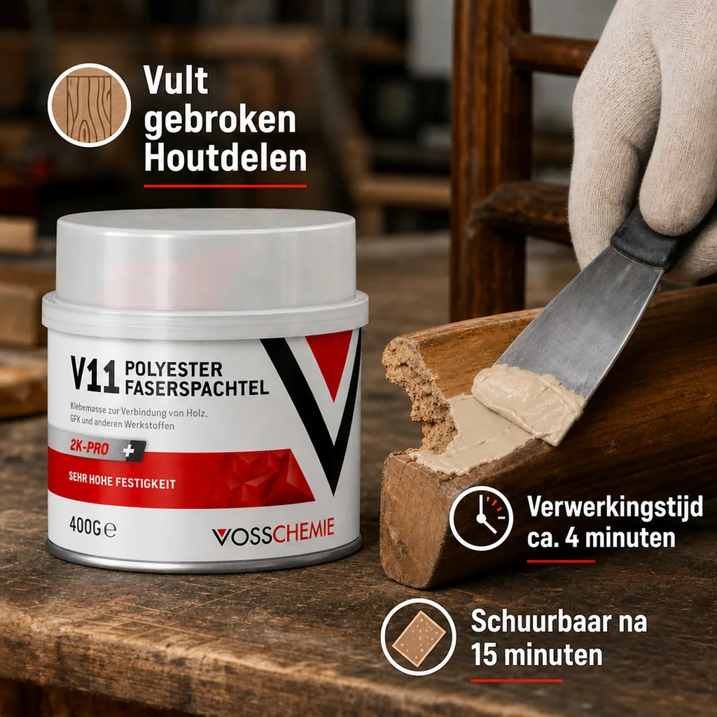 Polyester plamuur, 2K Pro, Polyestervezel plamuur, Autoplamuur, 400 g