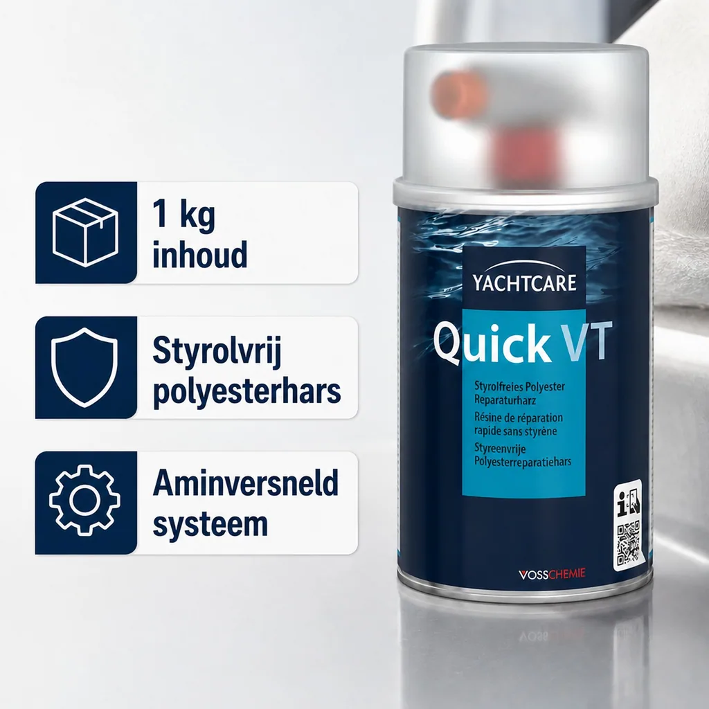 Polyester reparatiehars 1 kg, styreenvrije polyesterhars, reparatiehars, bootreparatie