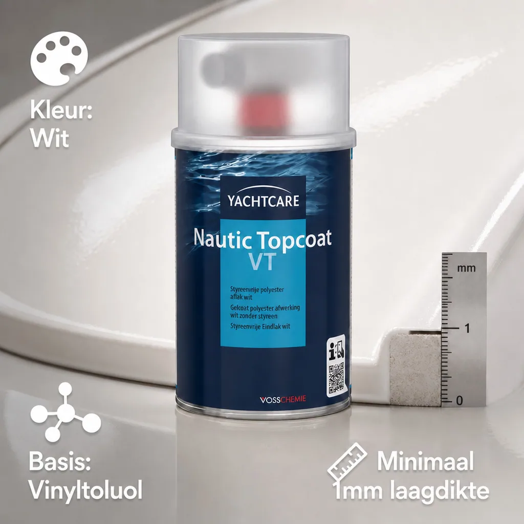 Bootlak wit, topcoat boot, 2 componenten bootlak, jachtlak wit, eindlak boot, 500 g