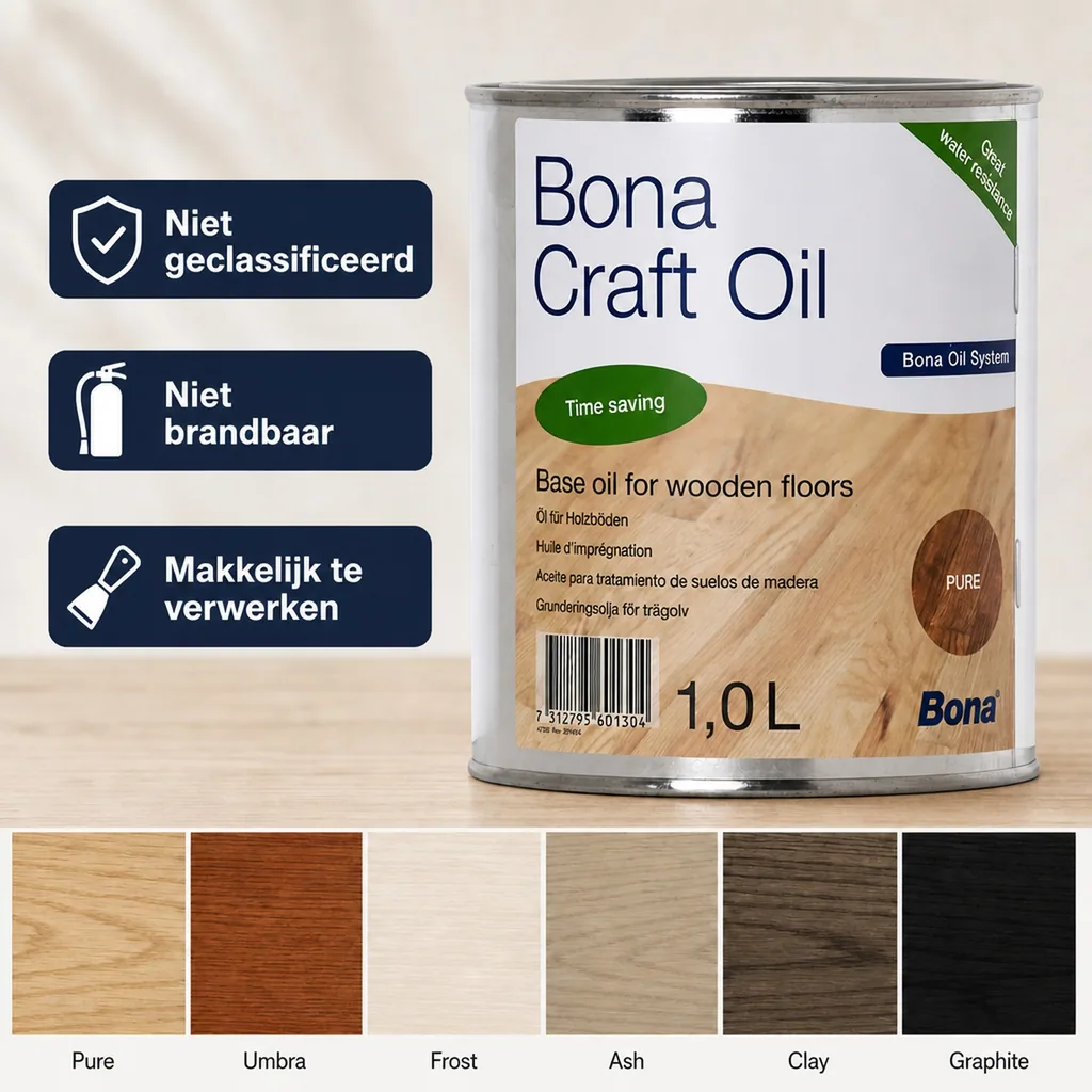 Houtolie neutraal, Bona Craft Oil PURE 1 Liter, Parketolie, Houtolie binnen