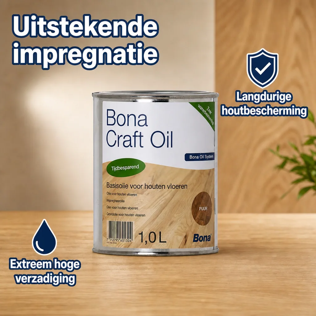 Houtolie neutraal, Bona Craft Oil PURE 1 Liter, Parketolie, Houtolie binnen