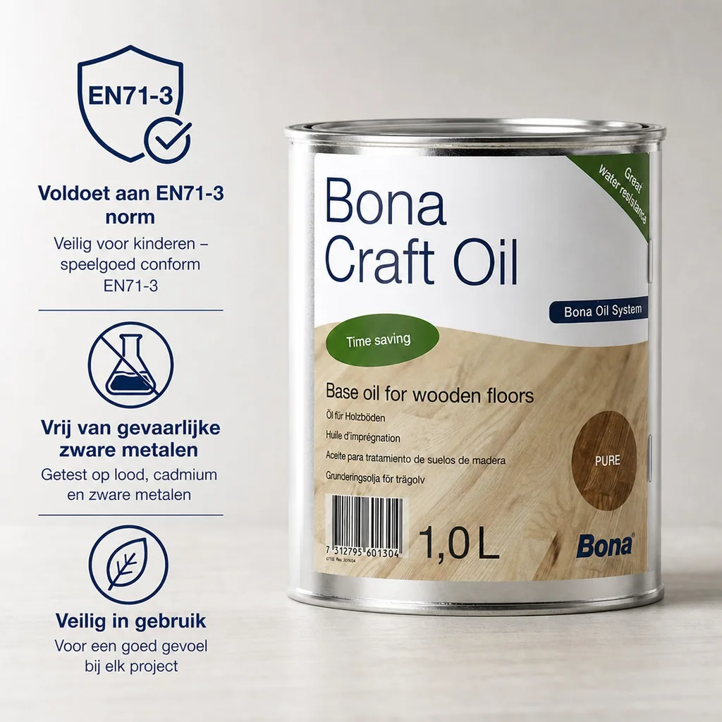 Houtolie neutraal, Bona Craft Oil PURE 1 Liter, Parketolie, Houtolie binnen