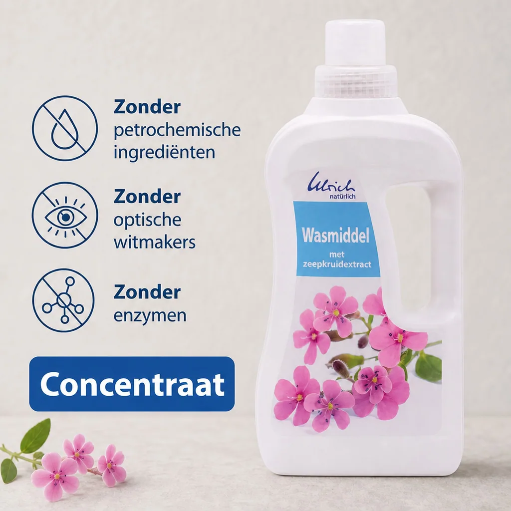 Wasmiddel natuurlijk, vloeibaar wasmiddel 1 liter, wasmiddel zeepkruid