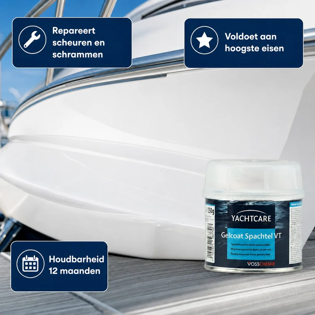 Gelcoat spachtel 250 g, gelcoat reparatie, boot reparatie, witte gelcoat