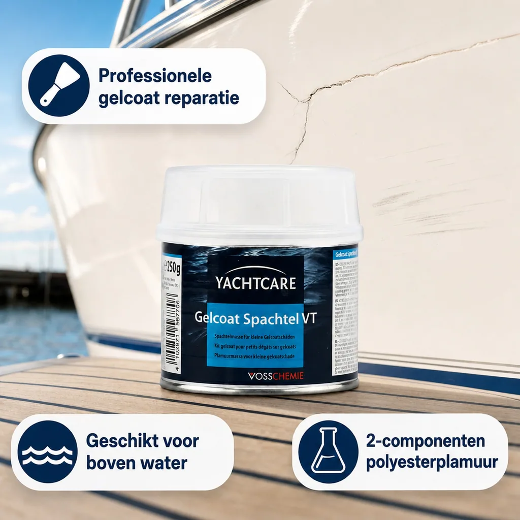 Gelcoat spachtel 250 g, gelcoat reparatie, boot reparatie, witte gelcoat
