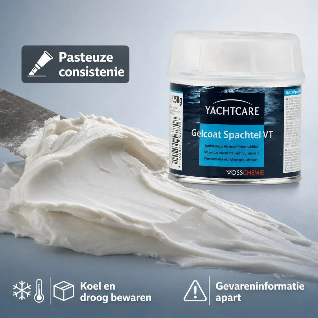 Gelcoat spachtel 250 g, gelcoat reparatie, boot reparatie, witte gelcoat