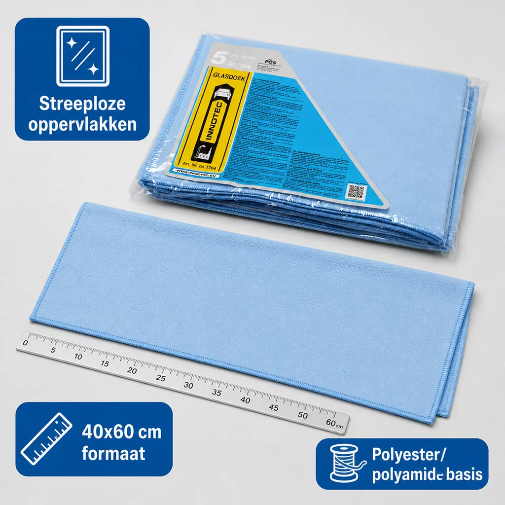 Glazen doek blauw, 5 stuks, doek voor glas