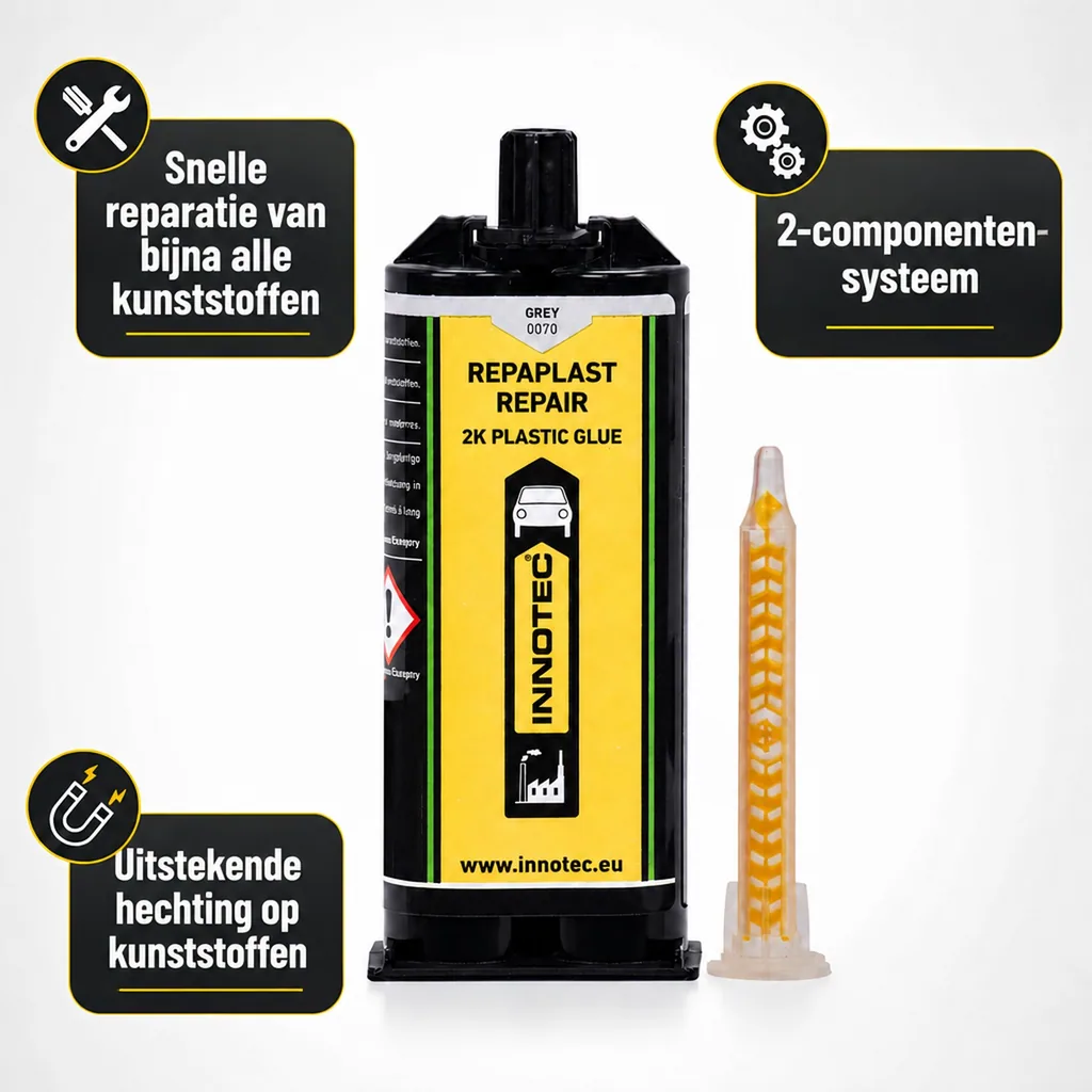 Kunststof reparatie, kunststof lijm, 50 ml, Repaplast Repair, grau, dubbelkartouche