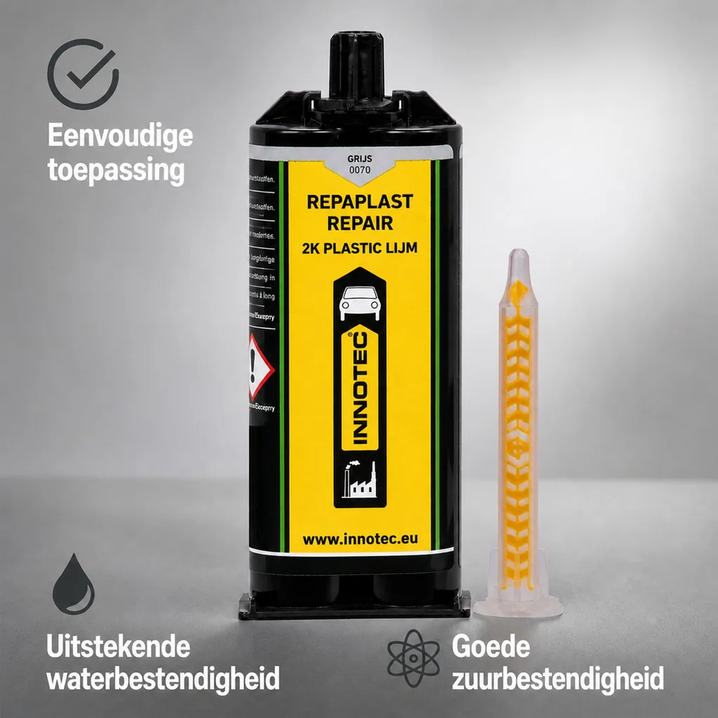 Kunststof reparatie, kunststof lijm, 50 ml, Repaplast Repair, grau, dubbelkartouche