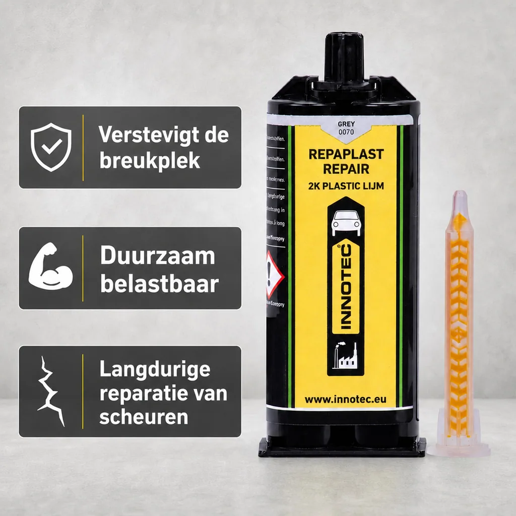 Kunststof reparatie, kunststof lijm, 50 ml, Repaplast Repair, grau, dubbelkartouche