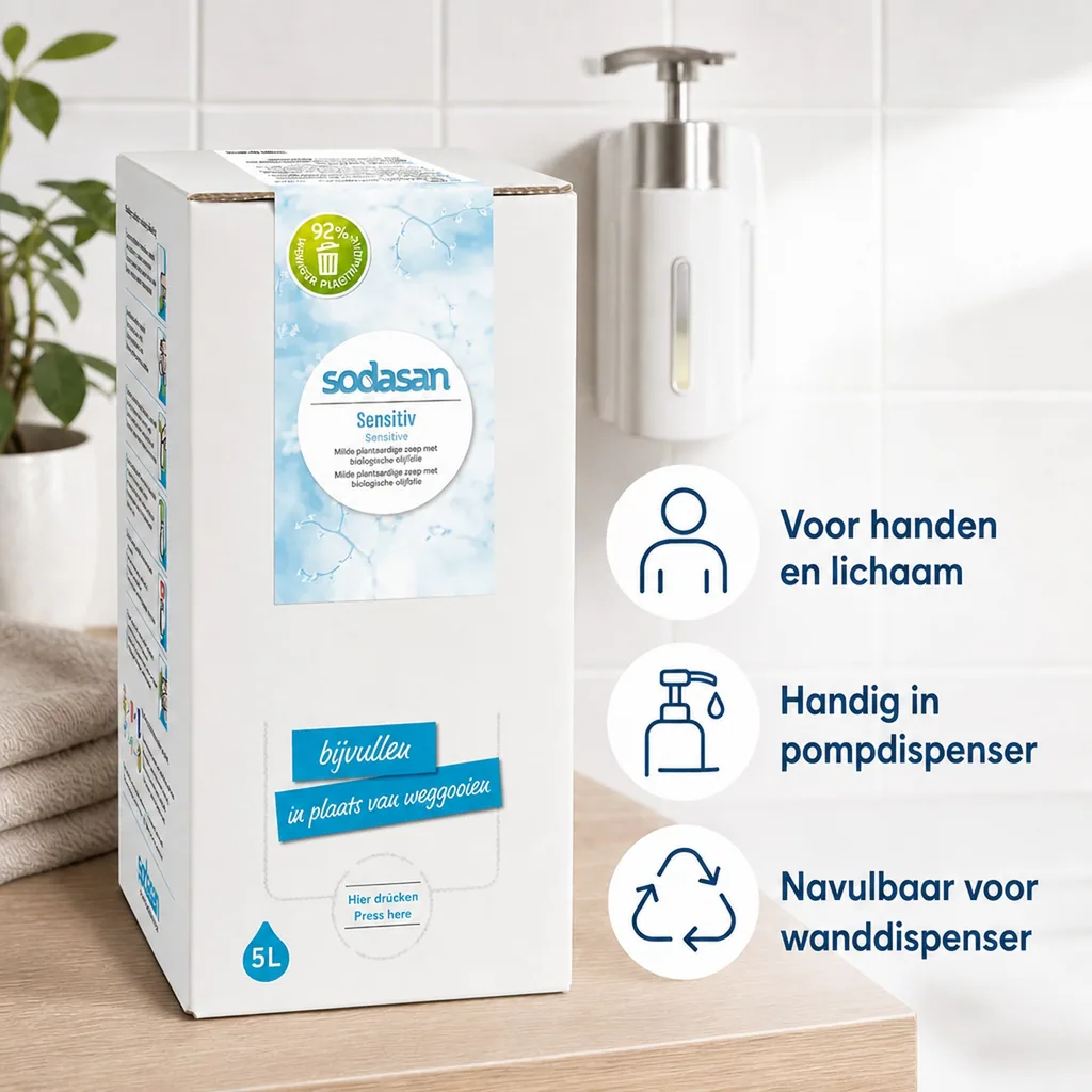 Vloeibare Handzeep 5 Liter, Sensitive, Parfumvrije Handzeep, Handzeep Navulling