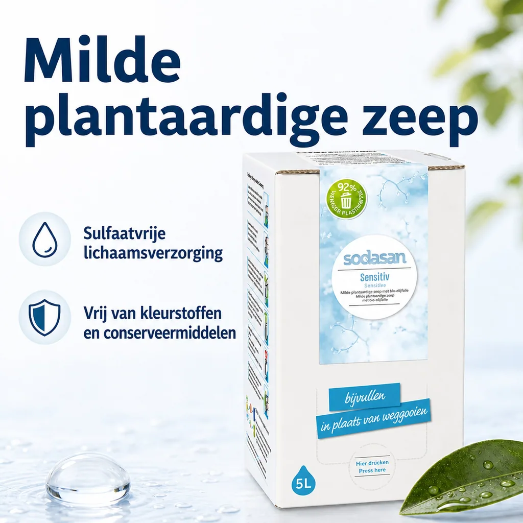 Vloeibare Handzeep 5 Liter, Sensitive, Parfumvrije Handzeep, Handzeep Navulling