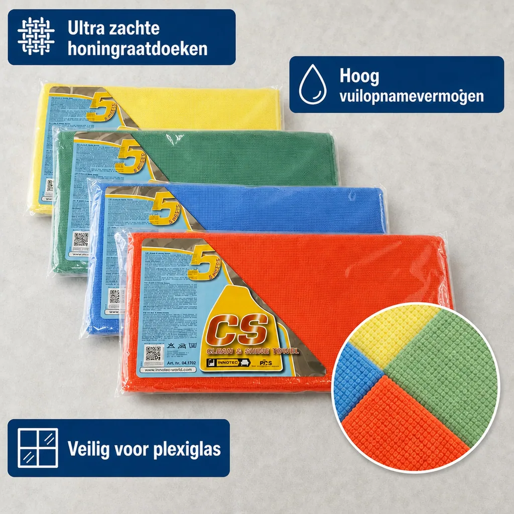 Poetsdoeken, polijstdoeken, rode poetsdoek, reinigingsdoeken, 5 stuks