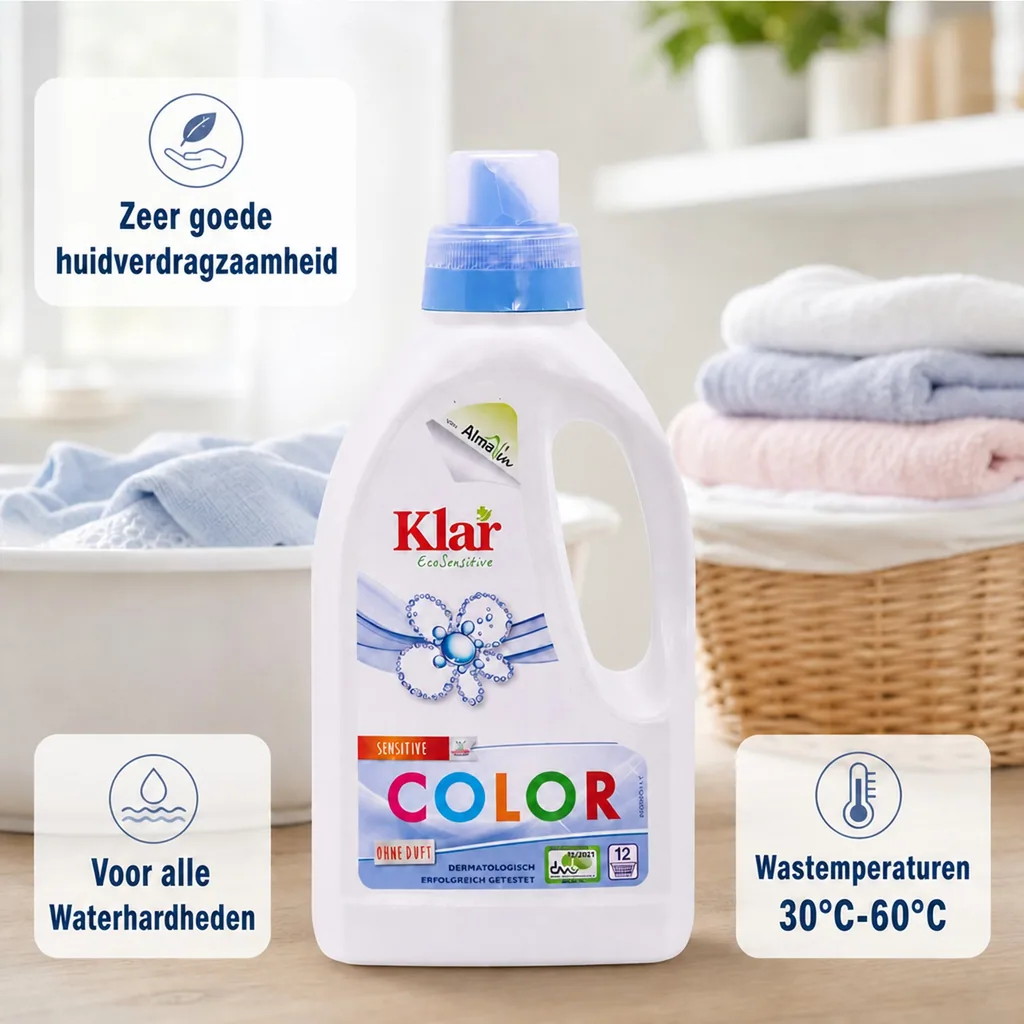 Wasmiddel kleur, vloeibaar wasmiddel, wasmiddel zonder parfum, 750 ml