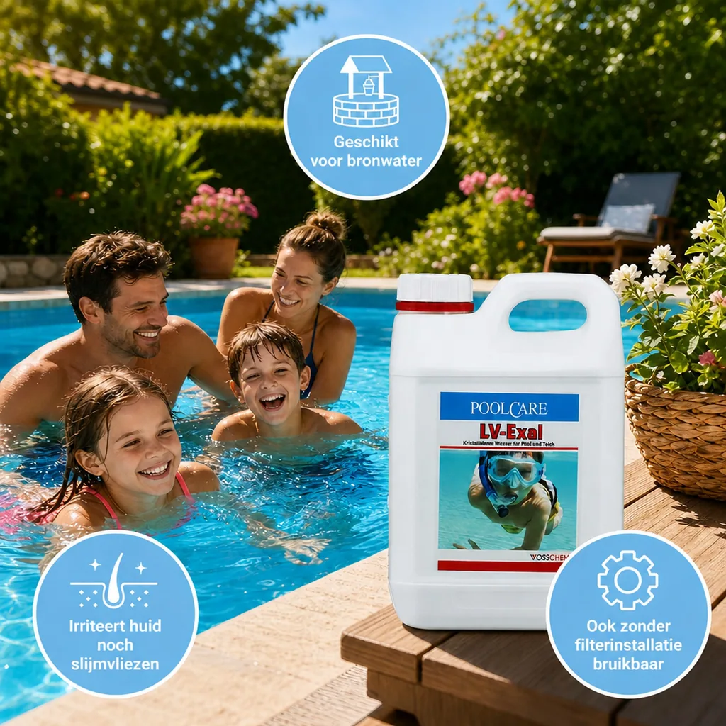 Algenbestrijding zwembad, Waterbehandeling zwembad chloorvrij, 1 Liter, Algen voorkomen zwembad