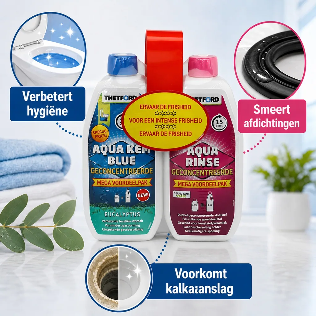 THETFORD duopakket Aqua Kem Blue Eucalyptus 0,78 liter en Aqua Rinse 0,75 liter