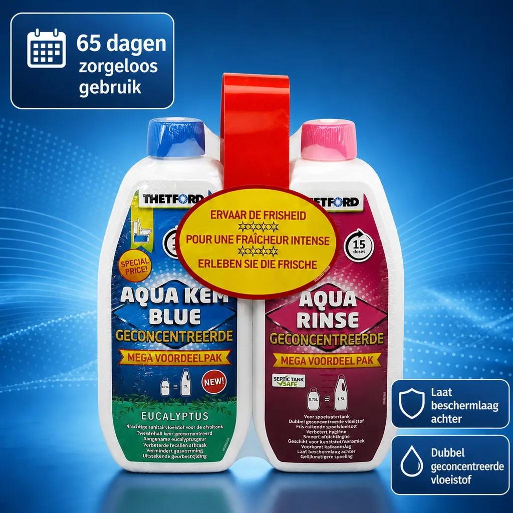 THETFORD duopakket Aqua Kem Blue Eucalyptus 0,78 liter en Aqua Rinse 0,75 liter