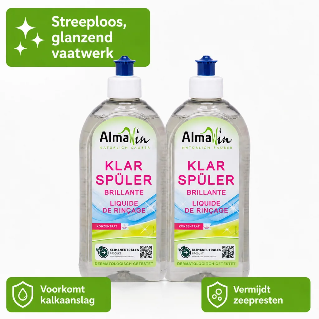 Vaatwasser glansspoelmiddel, 2 x 500 ml, natuurlijk glansspoelmiddel