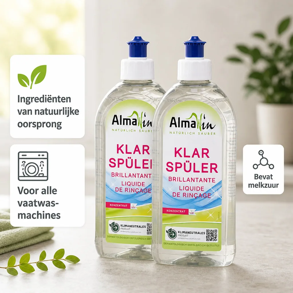 Vaatwasser glansspoelmiddel, 2 x 500 ml, natuurlijk glansspoelmiddel