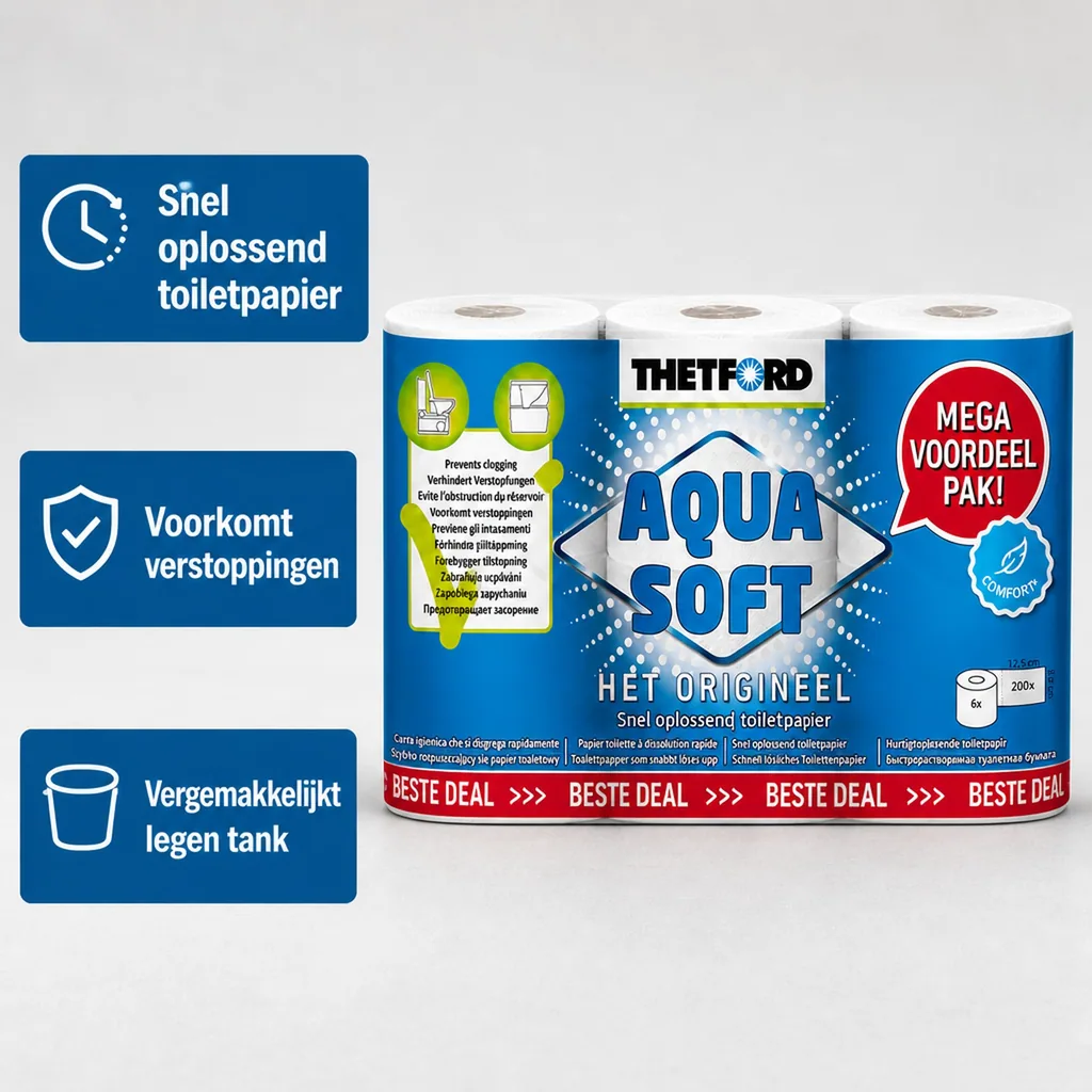 Toiletpapier, Aqua Soft, 1 Packung = 6 Rollen, zacht toiletpapier