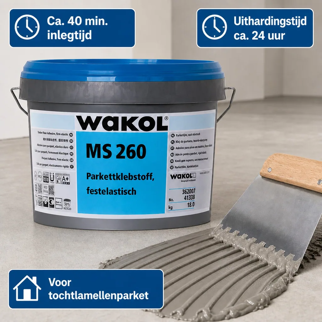 Parketlijm, elastische parketlijm, WAKOL MS 260 Parkettklebstoff festelastisch 18kg