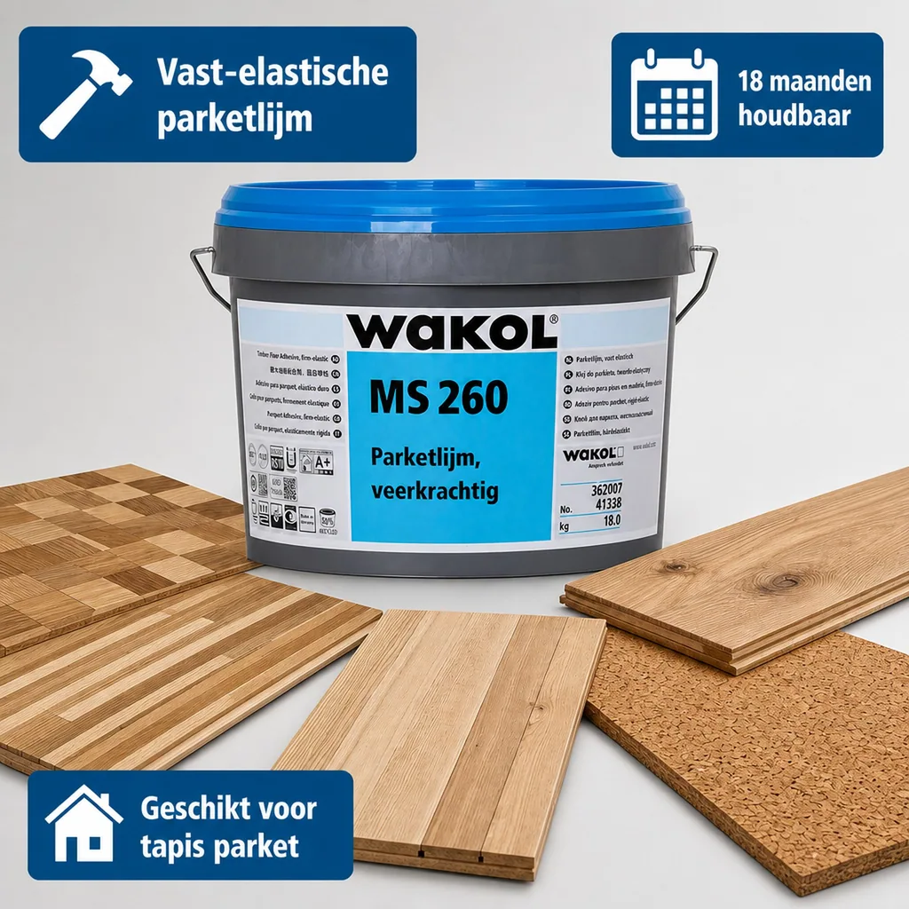 Parketlijm, elastische parketlijm, WAKOL MS 260 Parkettklebstoff festelastisch 18kg