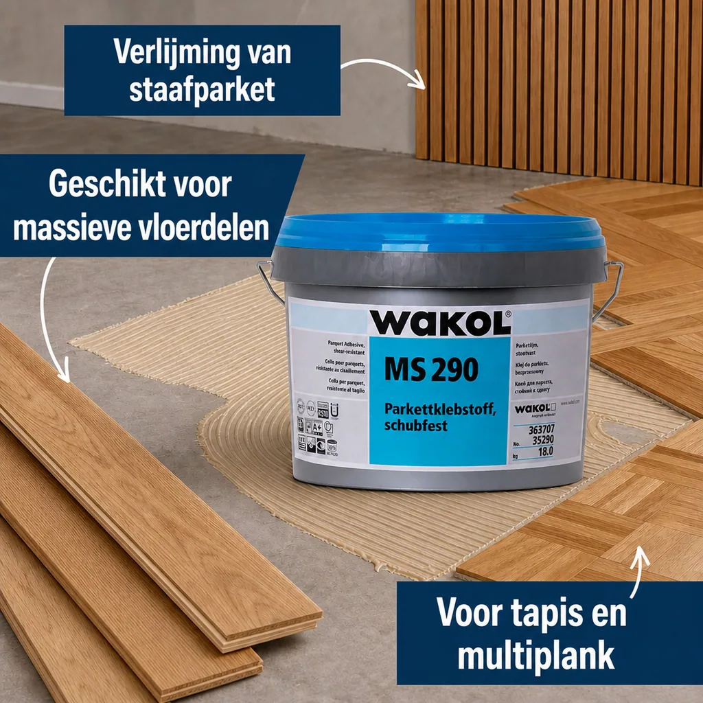 Parketlijm schuifvast, 18kg, weekmakervrije parketlijm