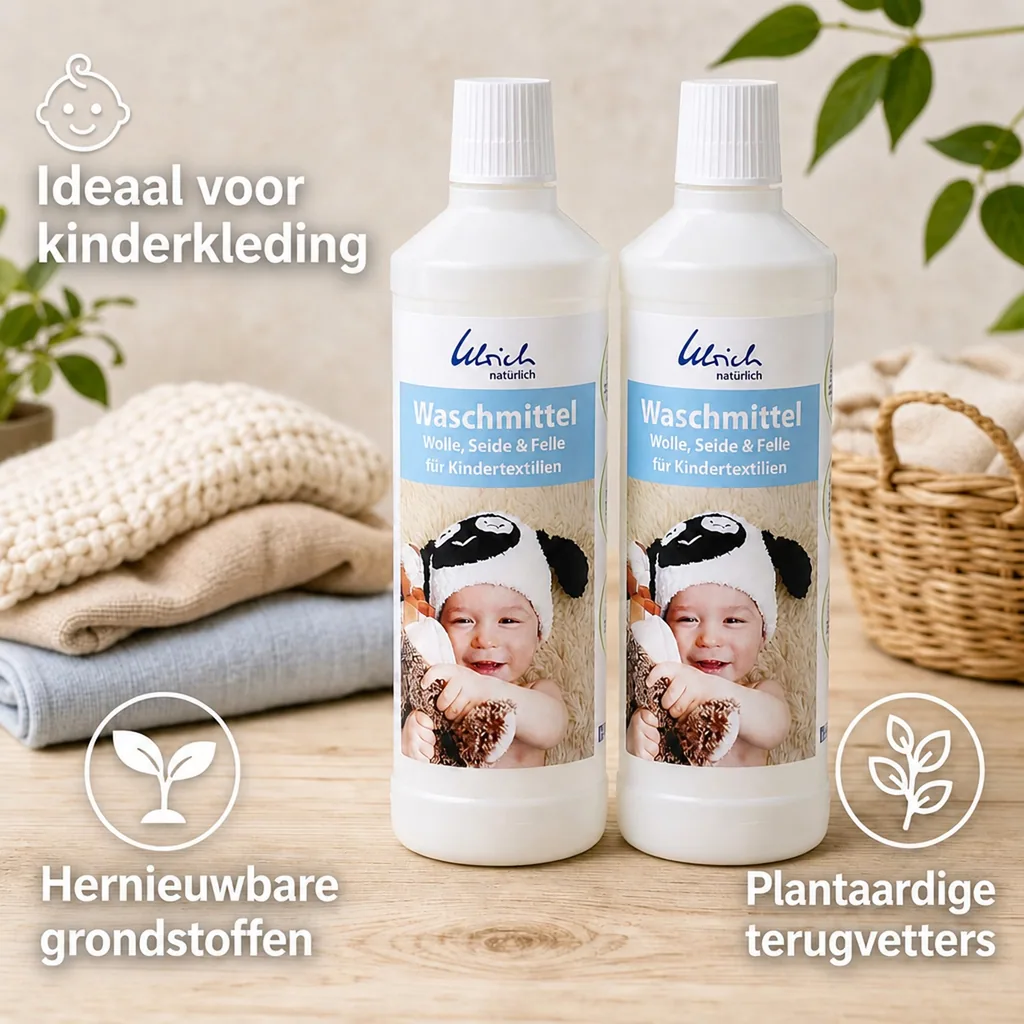 Wasmiddel voor babykleding, wasmiddel voor kindertextiel, 2 x 500 ml vloeibaar, wol en zijde