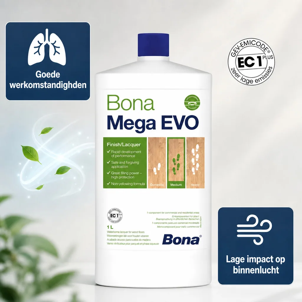 Bona Mega Evo extra mat, Parketlak extra mat, 1 Liter, Houten vloer lak extra mat