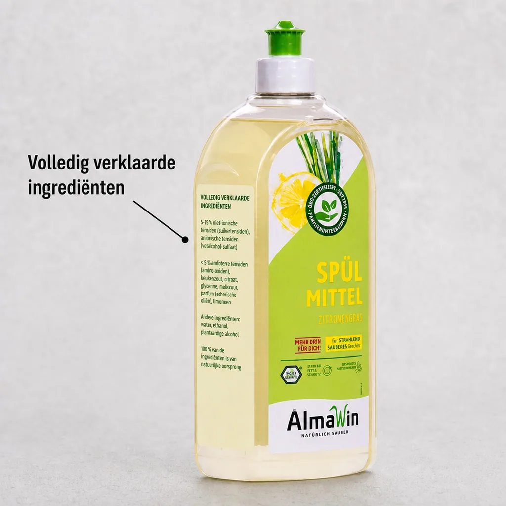 Afwasmiddel, natuurlijk afwasmiddel citroen, 1 Liter