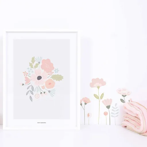 Lilipinso poster bloemenboeket roze pastel