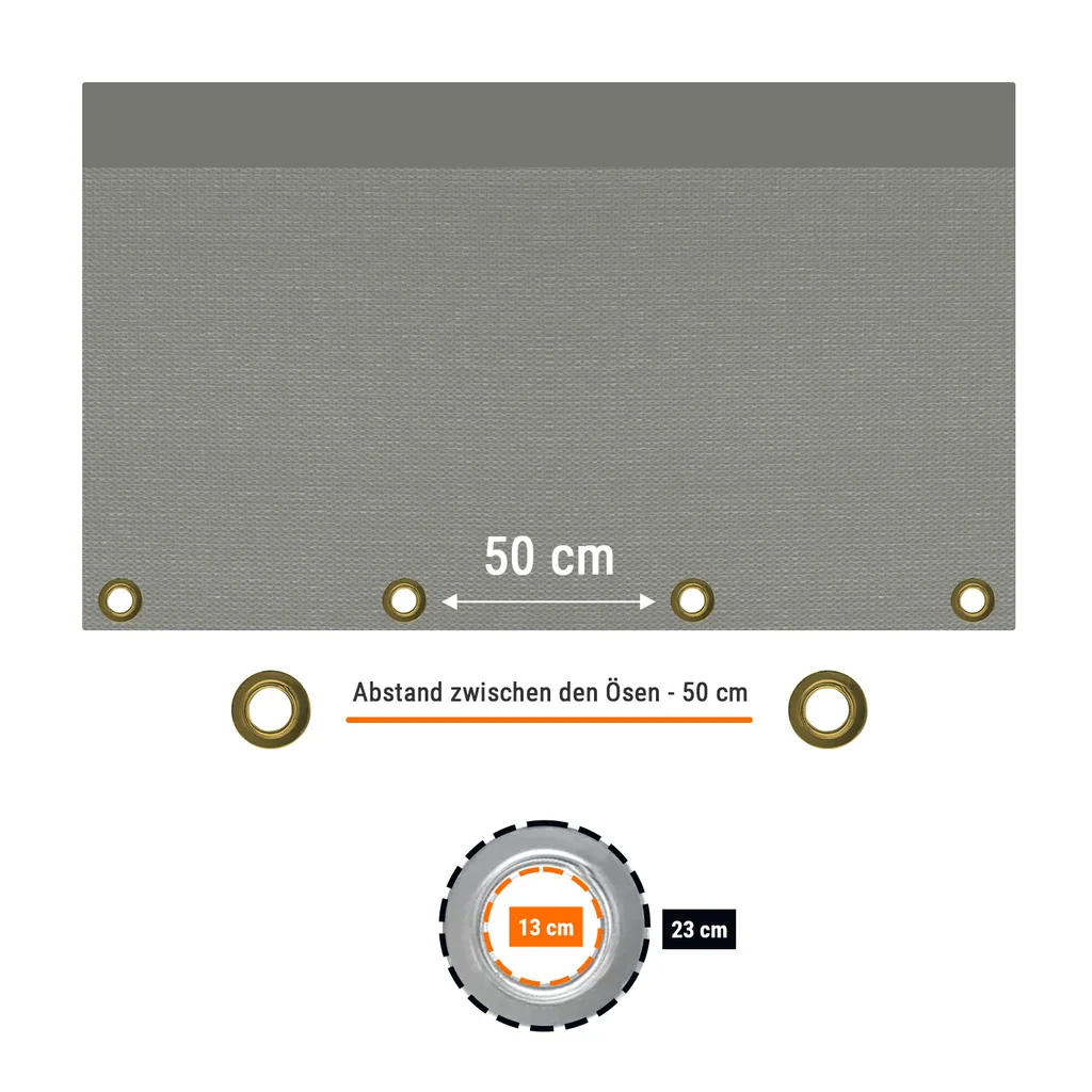 Groot afdekzeil, 280g/m², 8x12 m (96m²), grijs, waterdicht, UV-bestendig