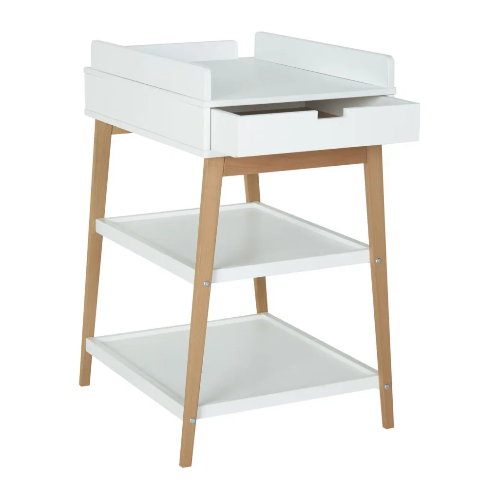 Quax verschoontafel - Hip met lade, Kleur: Witte Naturel