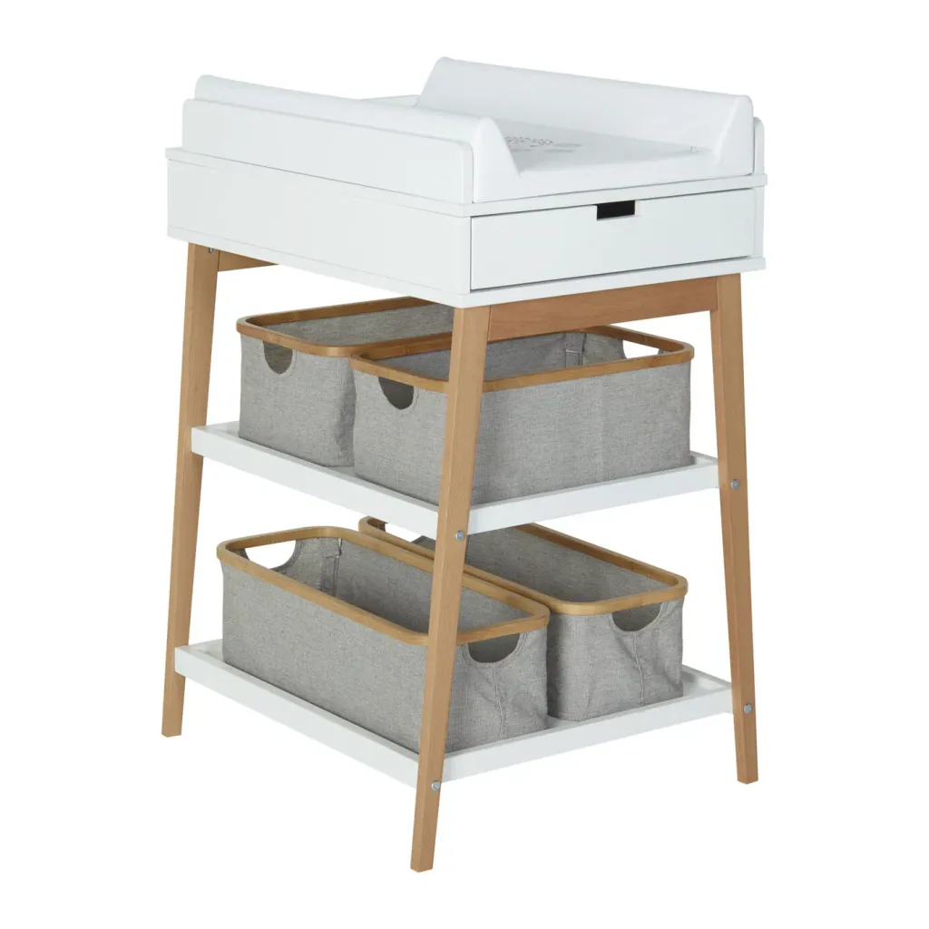 Quax verschoontafel - Hip met lade, Kleur: Witte Naturel