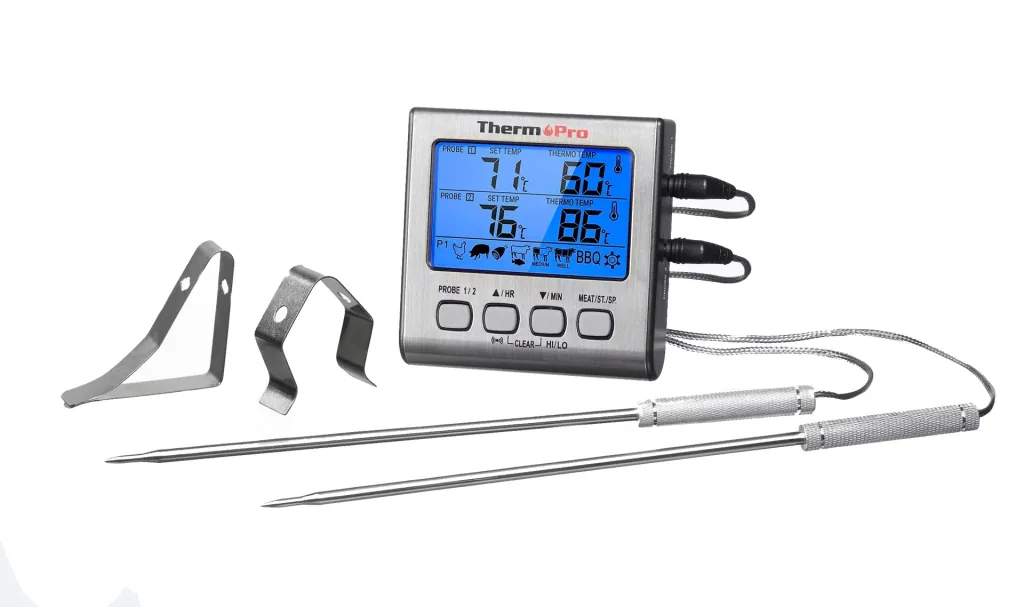 Grill/roasting thermometer dual, digital, with 2 temperature sensors