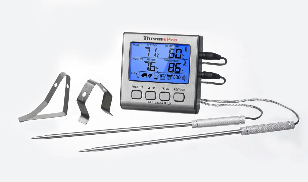 Grill/roasting thermometer dual, digital, with 2 temperature sensors