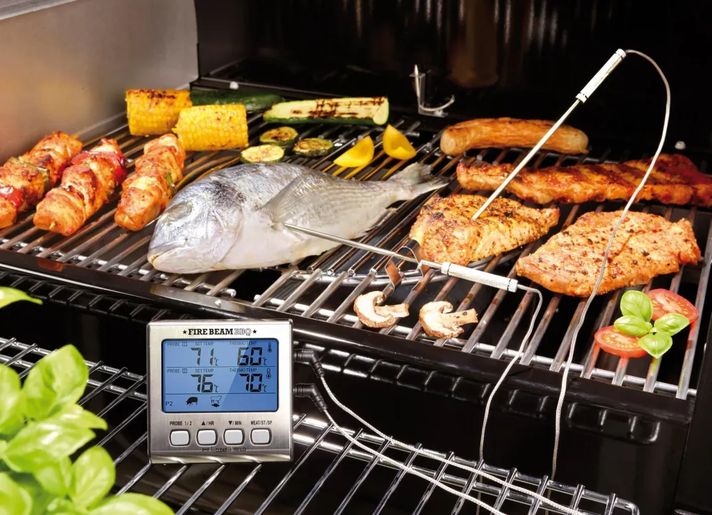 Grill/roasting thermometer dual, digital, with 2 temperature sensors