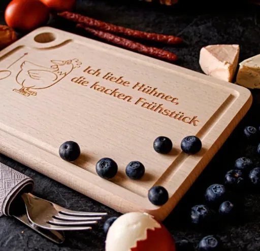 Cutting board with egg hole "I love chickens"