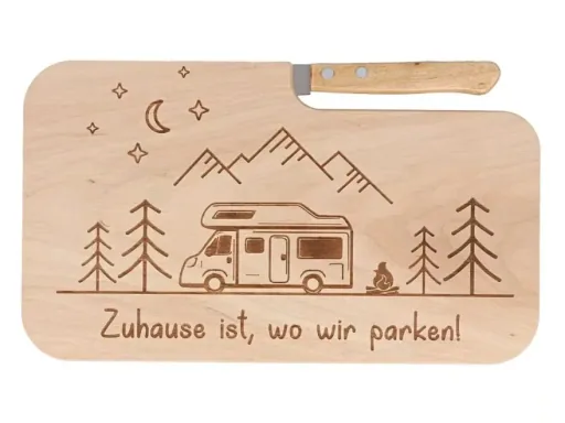 Snijplank 'Camping' met mes