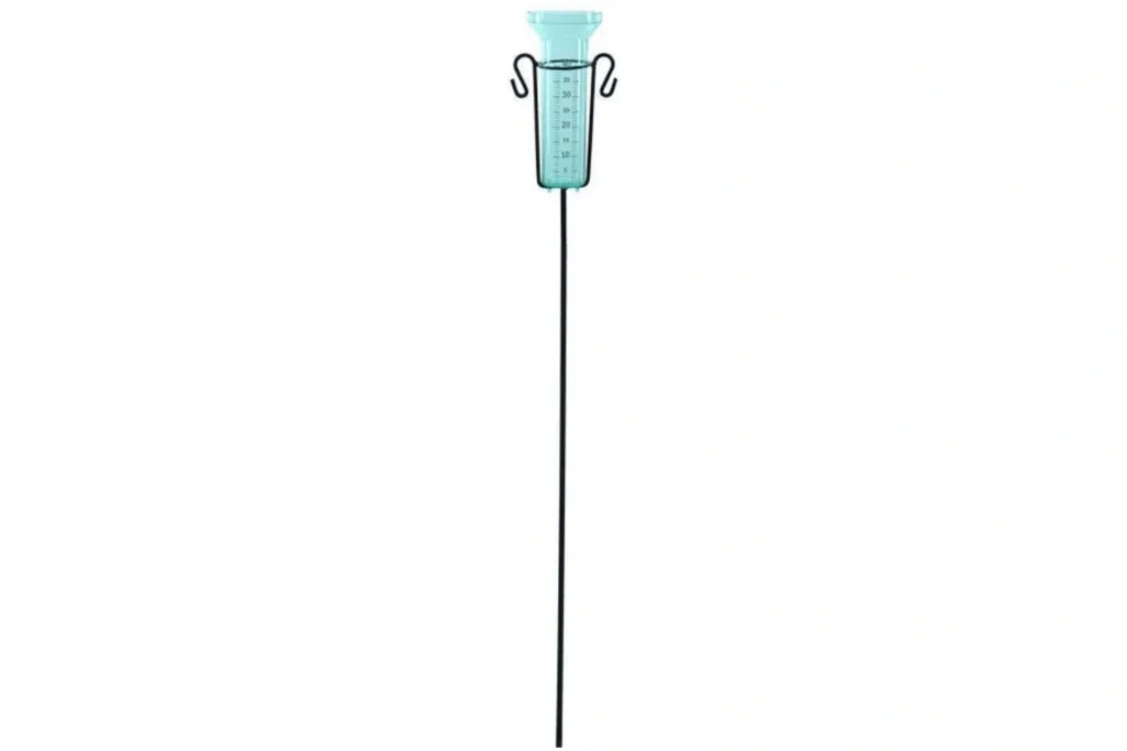 Rain gauge with metal ground spike