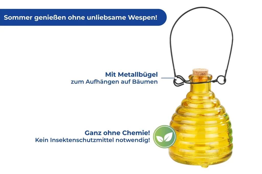 Wasp trap made of glass, colored, 2 pieces