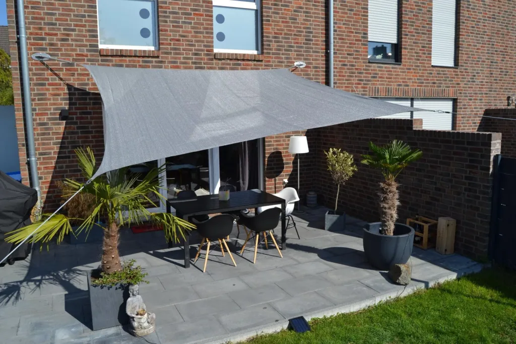 Vierkant zonnescherm HDPE grijs 360 x 360 cm