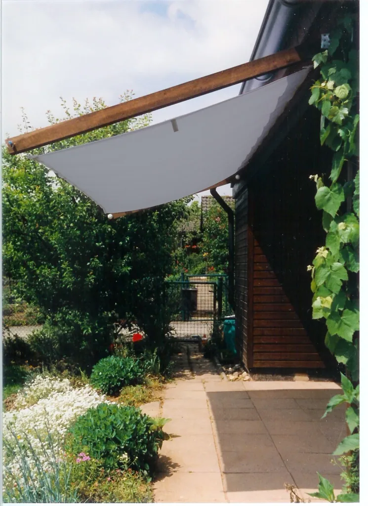 Zonnescherm met spankoorden, zilvergrijs, 420 x 140 cm