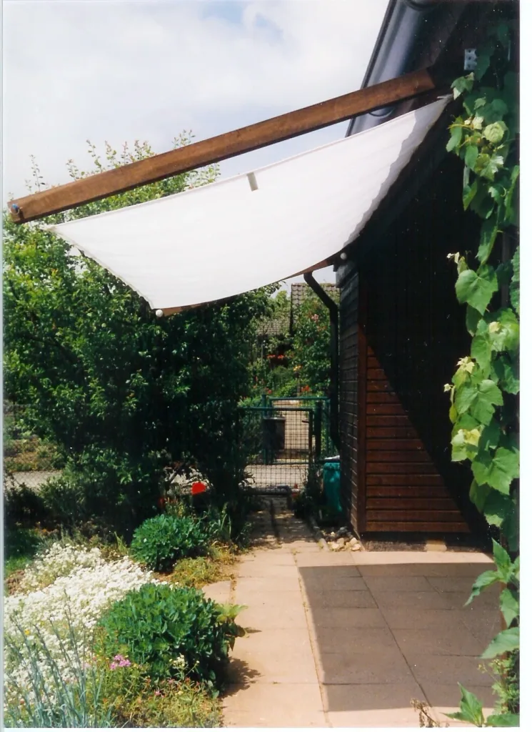 Zonnescherm met touwspanning, wit, 330 x 140 cm
