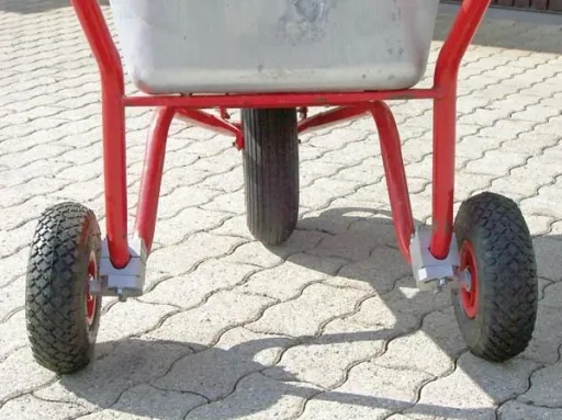 Support wheels attachment kit for wheelbarrows, set of 2