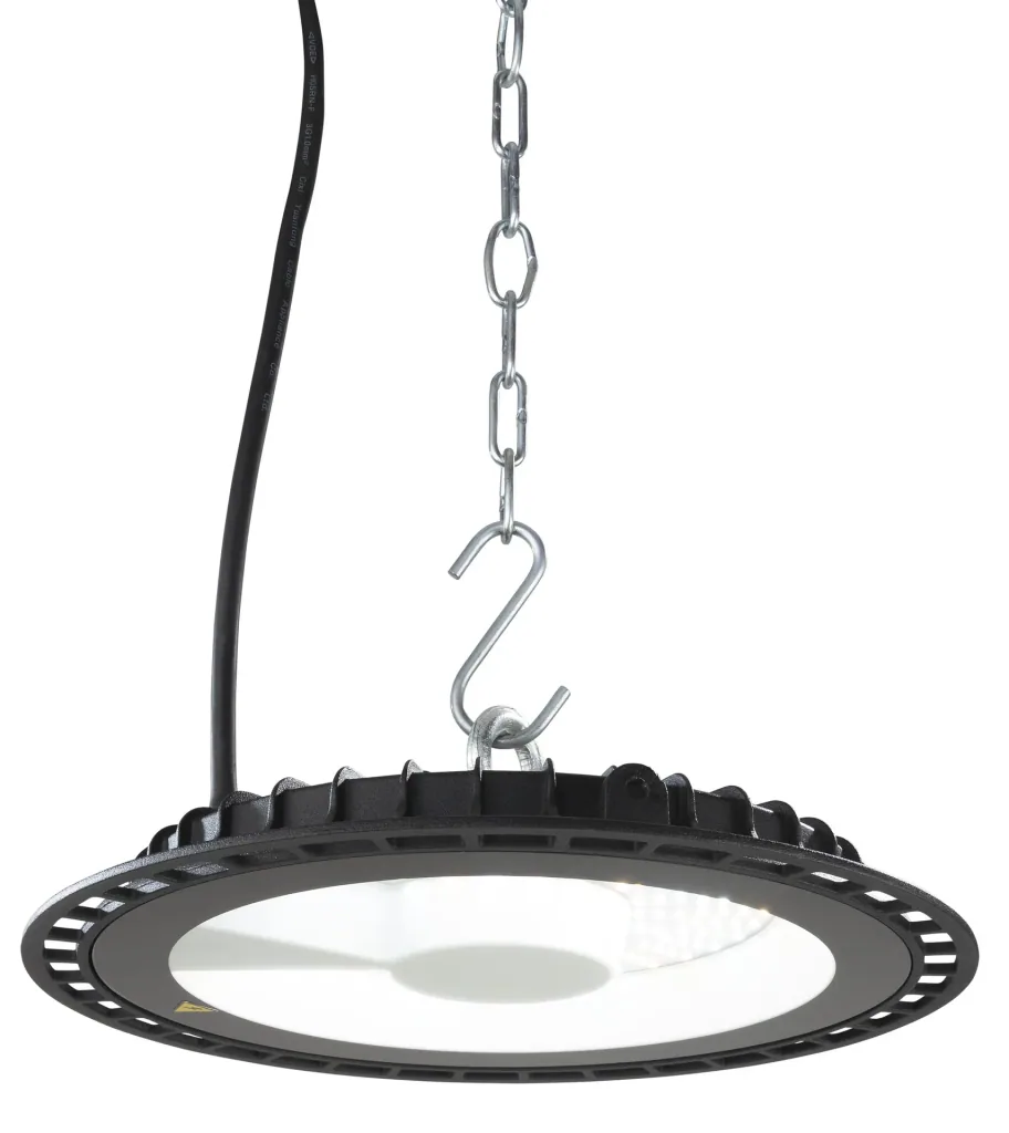 LED high bay spotlight, 100 watts, 11000 lumens, selectable light color, remote controllable