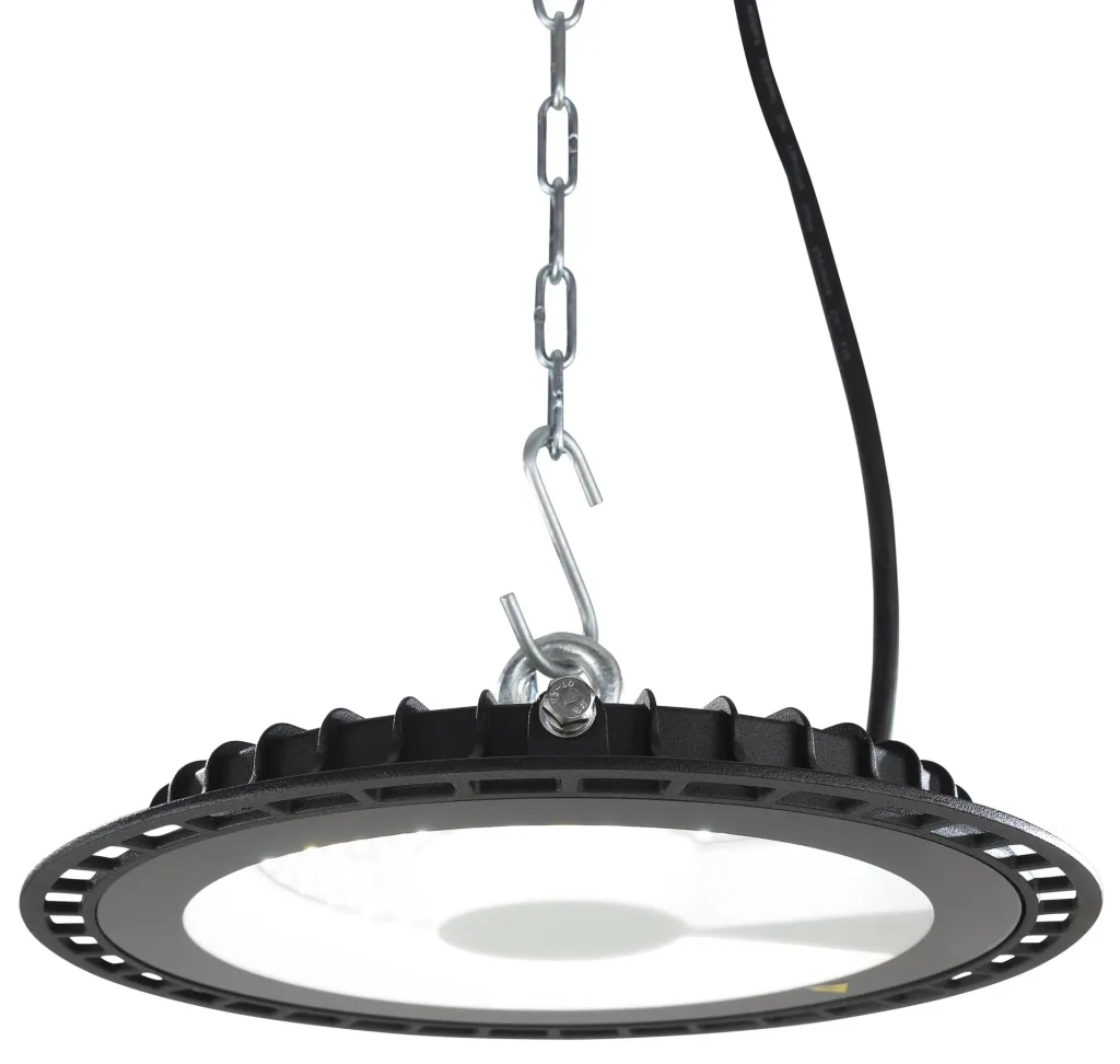 LED high bay spotlight, 100 watts, 11000 lumens, selectable light color, remote controllable