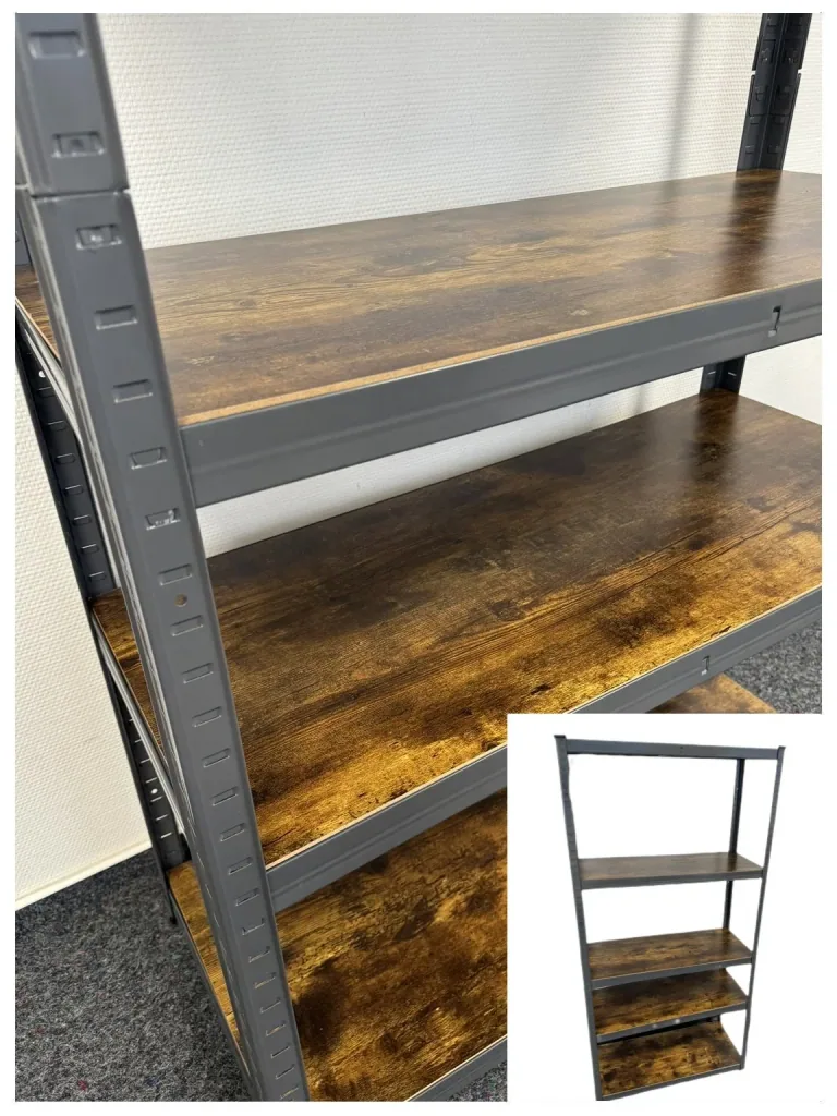 Heavy-duty shelving unit with 5 MDF shelves in wood look